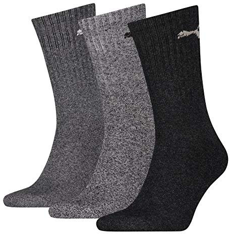 PUMA 6 Paar Unisex Crew Socks Socken Sportsocken MIT FROTTEESOHLE (43-46, anthrazit/grey)