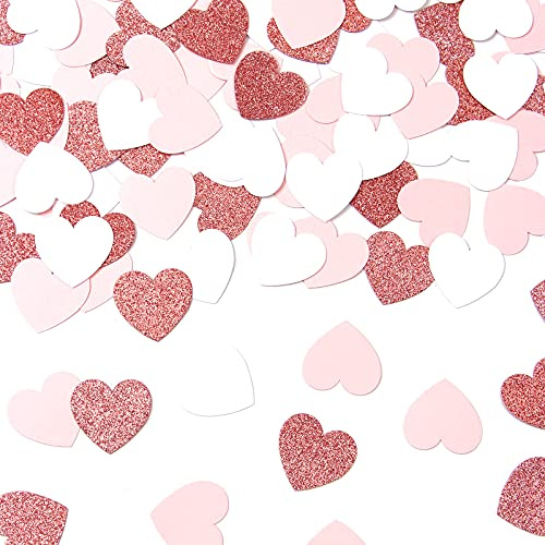 Rose-Gold Pink Valentines-Day Decorations Heart-Confetti - 200pcs Mothers Day Brunch Engagement Bachelorette Table Decor,Wedding Baby Shower Birthday Glitter Paper Party Confetti Lasting Surprise