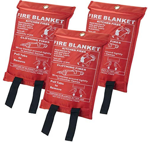 Thrink 3x Fire Blanket 1m x 1m Emergency Fire safety Blanket Safety Quick Release Fire Blanket Retardant Safety Shelter Easy to Use and Deploy Perfect for Kitchens, Homes and Offices