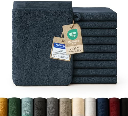 Blumtal - Gant De Toilette - Lot de 10 Gants De Toilette Coton - Gant De Toilette Bleu foncé - Certifié Oeko-TEX®
