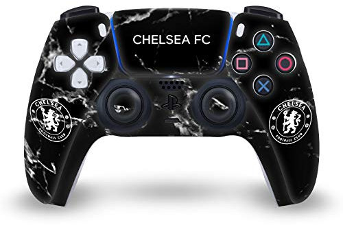 Head Case Designs Officially Licensed Chelsea Football Club Black Marble Mixed Logo Vinyl Faceplate Sticker Gaming Skin Decal Cover Compatible With Sony PlayStation 5 PS5 DualSense Controller