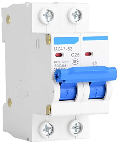 AC Trennschalter Niederspannung 400V 2P DIN Schienen DZ47-63 Circuit Breaker, Offener Leistungsschalter für Solarenergie Kombinationsboxen Leitungsschutzschalter(25A)