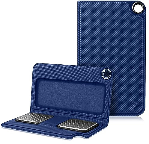 Fintie Schutzhülle für Alivecor Kardia Mobile, Premium PU Leder Tragetasche mit Magnetverschluss und Schlüsselhalter für KardiaMobile EKG Herzmonitor, [Nicht passend für KardiaMobile 6L], Navy