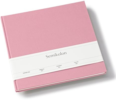 Semikolon 371081 Gästebuch Slim 25 x 23 cm - mit 100 blanko Seiten zum Selbstgestalten, Lesezeichen - flamingo rosa