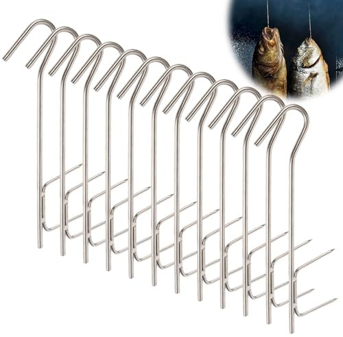 Crochets A Fumer,12 Pièces Crochets A Viande,Crochets De Boucher,Crochet Boucher,Crochet de Boucher en Acier Inoxydable Pour Viande,Saucisse,Poulet,Boeuf,Truite