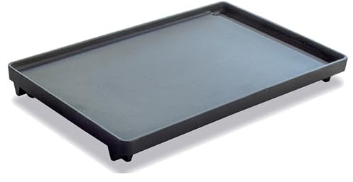 LUNA WAY CAST IRON - Parrilla de hierro fundido esmaltado | Distribución uniforme del calor | Cocina sin grasa | Fácil limpieza | Plancha lisa | Negro, 26 x 40 x 2 h cm