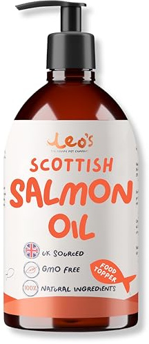 Leo's Salmon Oil for Dogs and Cats | Premium 100% Natural Food Topper Fish Oil for Dogs and Cats | Enhances Coat Shine, Joint & Brain Health, Itchy or Dry Skin, and Dandruff Hair Treatment 500ml