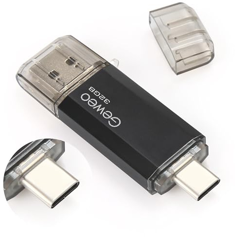Chiavetta USB Tipo C 32 GB, 2 in 1 Type C Pennetta USB 32 giga USB C Pen Drive 32GB USB C Flash Drive 32GB per PC/New MacBook/Tablet/Smartphone Huawei, Samsung, Xiaomi, Oneplus (Nero)