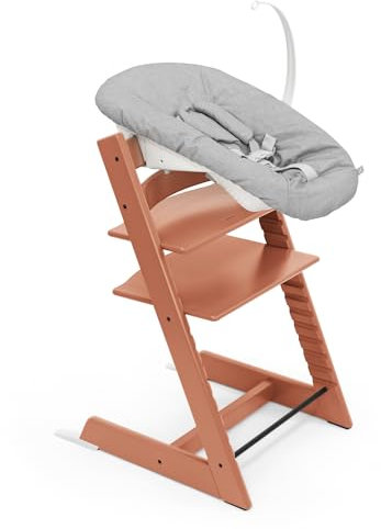 Stokke Tripp Trapp Chair (Terracotta) with Newborn Set - Cosy, Safe & Simple to Use - for Newborns Up to 9 kg