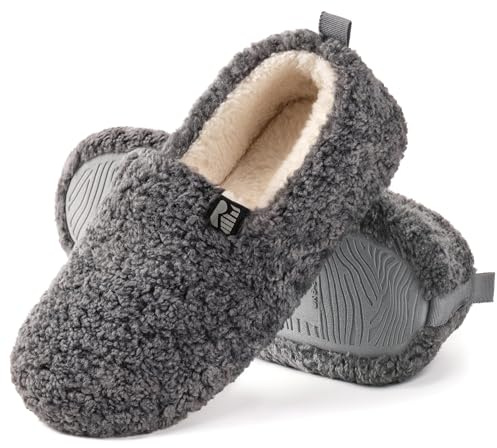 RockDove Chausson à Dos Fermé en Fausse Fourrure Puff-Ease pour Femme, 39 EU, Gris Clair