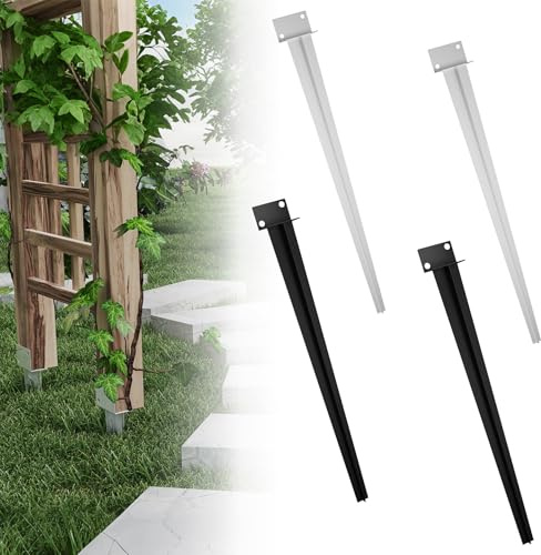 UISEBRT 2 manicotti da terra da 70 cm, zincati per pali da inserire, a forma di L, per recinzioni, privacy, pergolati e tutti i progetti da giardino (argento, 2 pezzi)