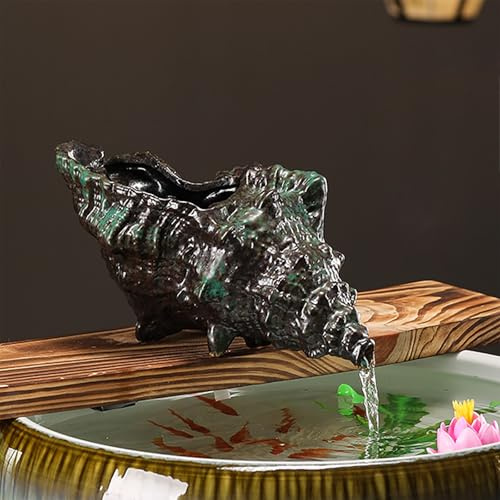 ZYZSY Cracheurs d'étang, Ornements D’Eau Qui Coule en Pot en Céramique, Sortie De Circulation De Fontaine, Sujet Cracheur pour Donner Vie à Votre Bassin de Jardin(Green,19cm*12cm*10cm/7 * 5 * 4in)