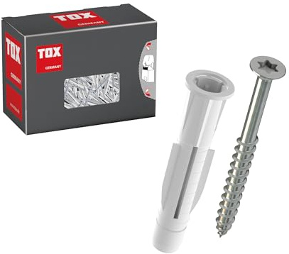 TOX Cheville universelle TRIKA 8/51 + S, cheville+vis pour tout matériau, montage facile, anti-rotation, capuchon protecteur, 15 pcs, réf. 01119182