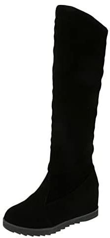 Laquieio Botas Mujer Invierno Rebajas Con Cana Arrugada Cierre De Cremallera Botines Planas Con Cremallera Botas de Nieve Antideslizante caliente Botines De Invierno-11