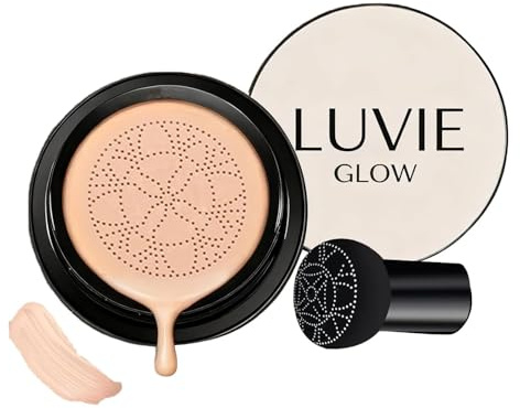 Almohadilla de Maquillaje Luvie Glow, 2026 Nueva Almohadilla de Aire en Forma de Hongo CC Cream, Maquillaje Luvie Glow - Corrector Hidratante con Efecto Iluminador de Larga Duración, BB Cream Natural
