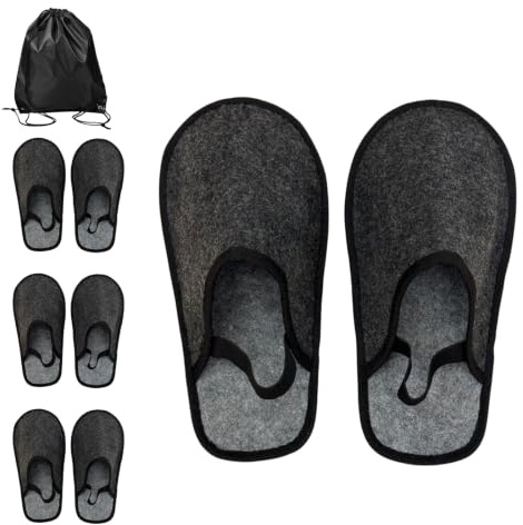 Xlabor Felt Museum Slippers with Elastic Band, Overshoes with Storage Bag, Shoe Covers, Craftsman Slippers, Dark Grey, Dark grey 4 pairs, 8/11 UK