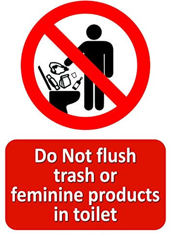 Health Safety Hazard WC obligatoire d'avertissement Autocollant Attention adhésif A5: ne jetez Pas Les ordures ni Les Produits féminins dans Les Toilettes