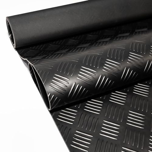 Anro Tapis de protection en caoutchouc avec picots - 100 cm- Tapis de sol, Caoutchouc SBR., Aspect tôle ondulée., 170 x 100cm