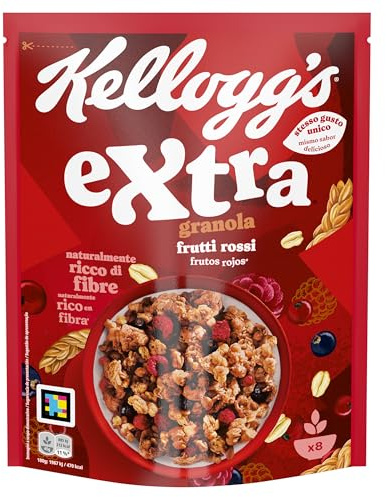 Kellogg's Cereali Extra | Gusto Frutti Rossi | Granola con Avena Croccante | Confezione Singola da 375g (1 x 375g)