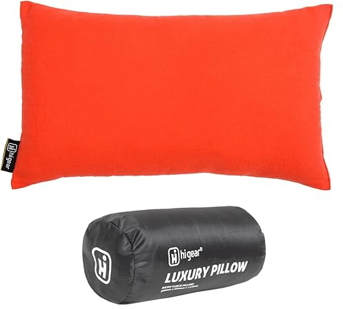 Hi-Gear Travel Pillow, Soft Down-Like Microfleece, Coverless & Packable Rectangular Flannel Cushion, 30x50cm, Lightweight & Foldable for Camping, Hammock, Hiking, Flights (Pack of 1)