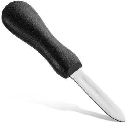 Zsirue Couteau à huîtres de style New Haven de 7 cm avec poignée antidérapante en polyéthylène, ouvre-fruits de mer (noir)