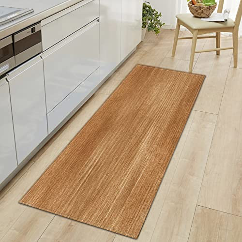 TFLABS Küchenläufer Braun&Holz-Paneel Rutschfester,wasserdichter,abwaschbarer Küchenteppich,Teppich Läufer Küchenmatte für,Flur,Schlafzimmer,Badezimmer 60 x 180cm