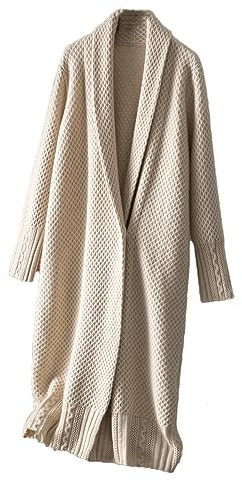 Cardigan Lungo Casual da Donna in Cashmere Top Cappotto Maglione Allentato Cappotto Maglione Solido Beige khaki9 M