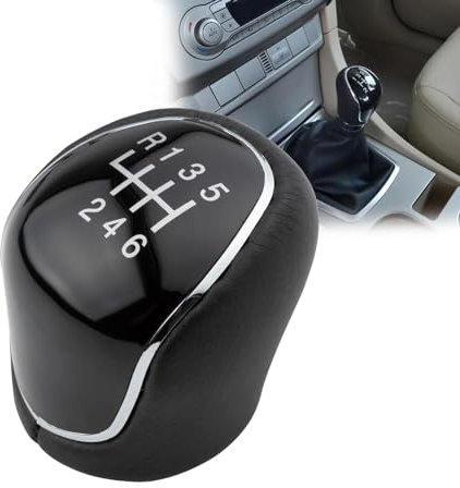 Xinlon Pomello Del Cambio a 6 Marce Per Auto, Pomello Leva Cambio Manuale 6 Marce con Manico in Pelle PU, Universale Sostituzione per Leva del Cambio