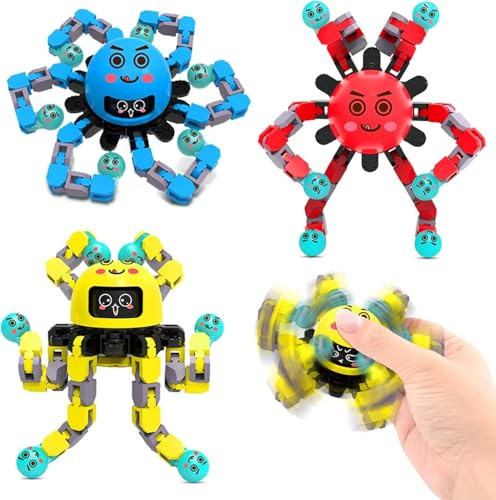 ASIOWELY Transformable Fidget Spinner Toys for Kids and Adults,3 Pcs Sensory Toy for Boys Girl ADHD Stress Relief Toys,Fingertip Gyros Travel Toy Party Favors for Teens Birthdays Gifts Easter Present