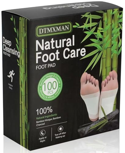 100 Packs Bamboo Foot Pads, Natural Cleansing, Promoting Sleeping, Suitable for Daily Relaxation Foot Paches, Included 100 Adhesive Sheets and 100 Foot Pads