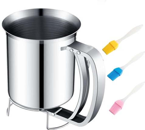 Teigspender Edelstahl, 800ml Pfannkuchen Teigspender,Handgehaltener Pfannkuchenteigspender,Teigportionierer mit Quetschgriff,Küchenwerkzeug zum Backen von Kuchen,Cupcakes,Crêpes,Waffeln,Pfannkuchen