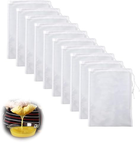 Bettinay 10 PCS Reusable Cheese Cloths for Straining, Nylon Muslin Bags, White Nut Milk Bag for Cooking Yogurt Juice Tea(20x30cm)