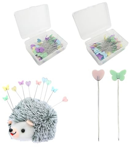 Ginddy 200 Stück Quilting Stecknadeln mit Blumenkopf, Mehrfarbige Stecknadeln mit Nadelkissen Igel Form Pin Halter, Stecknadeln mit Kopf Lang Dekorativ Nähnadeln für DIY Nähen Handwerk