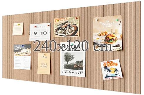 Rokeblau 240 x 120 cm Large Bulletin Board, Decorative Felt Pin Board, 0.9cm Thick Foldable Photo Display Board with Self-Adhesive Tape, Vision Board for School Home Kitchen Office Walls - Dark Camel
