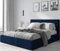 Interbeds Polsterbett Bett Doppelbett mit Stauraum mit Lattenrost Bettkasten Boxspringbett hydrophob gepolsterter Bettrahmen (dunkelblau, 140x200)