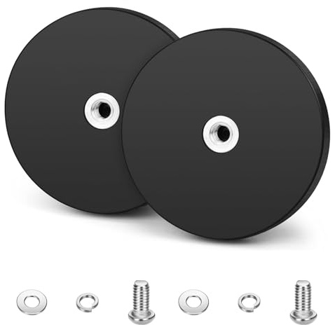 Forbabe 2 imanes de goma de 88 mm con rosca plana M8, engomados, 45 kg, fuerza de sujeción para vehículos (88 mm)