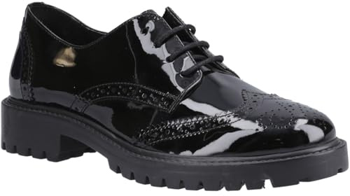 Hush Puppies Athena Mädchen Brogues aus Lackleder, Schwarz, Schwarz , 3 UK