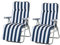 Outsunny Lot de 2 Chaise Longue Bain de Soleil Adjustable Pliable avec Coussin transat lit de Jardin en Acier Bleu + Blanc