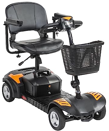 Drive Medical Scout 4-Wheel Compact Travel Power Scooter with Extended Battery, Orange