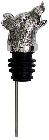 Design Flaschenausgießer Edelstahl mit Gewinde - Universal Ausschenker für Öl, Essig, Spirituosen, Schnaps - Ausgießer Dosierer Ø 3 cm mit Keiler-Kopf - Geschenk für Jäger