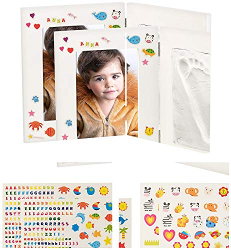 Your Design Fußabdruck-Bilderrahmen: 2er-Set 2-teilige Rahmen für Babyfoto, Gipsabdruck, je 36,5 x 23,5 cm (Baby-Bilderrahmen mit Abdruck, Hand und Fußabdruck, 3D)