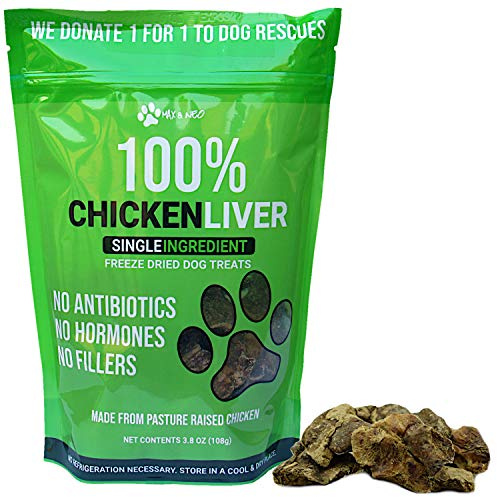 Max and Neo Freeze Dried Chicken Liver Dog Treats - Single Ingredient, Pasture Raised, Antibiotic Free, Human Grade Chicken Grown in The USA - We Donate 1 for 1 to Dog Rescues for Every Product Sold