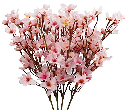 Uieke Lot de 4 Fleurs de Cerisier artificielles en Soie pour décoration de Jardin, Maison, fête de Mariage - Rose