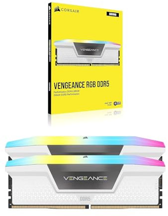 Corsair Vengeance RGB DDR5 RAM 32GB (2x16GB) 6000MHz CL40 Intel XMP iCUE Kompatibel Computer Speicher - Weiß (CMH32GX5M2B6000C40W)