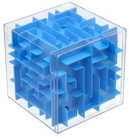 PLAYZOCO Cubo Laberinto, Puzzle Cúbico, Cubo Rompecabezas Tridimensional, Laberinto 3D, Juego de Desafío Espacial, Rompecabezas Laberinto 3D, Apto para niños y Adultos, 8x8x8 cm, Azul
