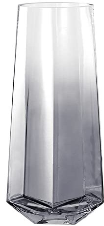 Laughhe Vaso di Fiori in Vetro, Altezza 25cm Conico in Vetro Vasi Di Cristallo Per Fiori, Vaso Di Vetro Senza Piombo Bottiglia da Piante e Fiori Trasparente Vasi Decorativi per Casa Ufficio (grigio)