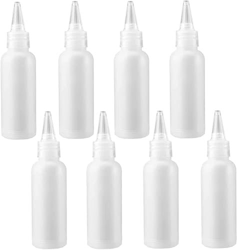 8 Pcs Small Squeeze Applicator Bottles 50ml Plastic Mini Empty Bottle for DIY Crafts Art Painting Multi Purpose