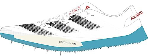 adidas Adizero Ambition, Shoes-Low Unisex Adulto, FTWR White/Core Black/Lucid Cyan, 46 EU