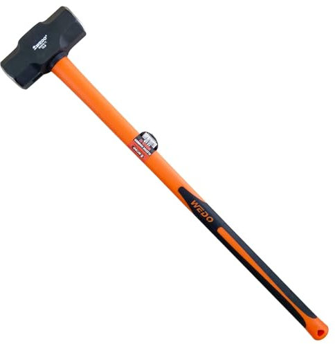 WEDO Maza extragrande con mango de fibra de vidrio - 5400g/12lbs,mazo con mango de goma de fibra de vidrio,Largo 894mm,Maza de Alto contenido de carbono