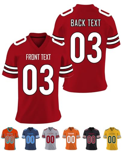 WBgjsnklbnl Personalisiert American Football Trikot Personalisierbar Teamname und Nummerm Fußballtrikot Anpassbare Sportuniform für Jugendliche Männer Frauen Geschenk